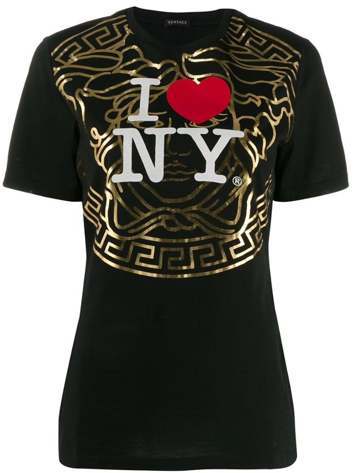 Versace New York-print T-shirt - Black