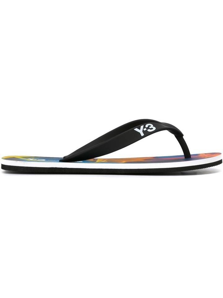 Y-3 Abstract Print Flip Flops