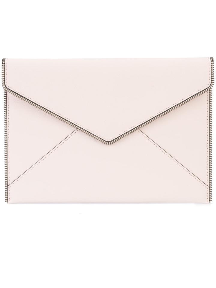 Rebecca Minkoff - Chain Trim Envelope Clutch - Women - Leather - One Size, Pink/purple, Leather