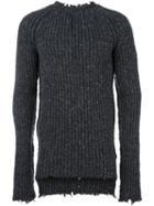 Damir Doma Ribbed Crew Neck Jumper, Men's, Size: Small, Grey, Nylon/cashmere/wool