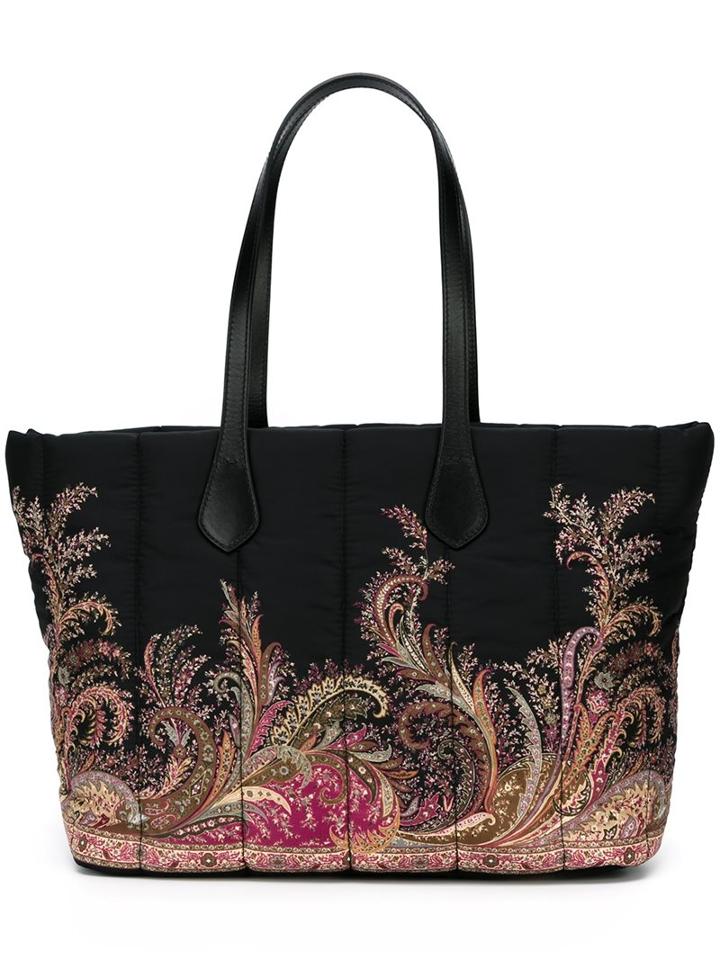 Etro Floral Print Tote, Women's, Black