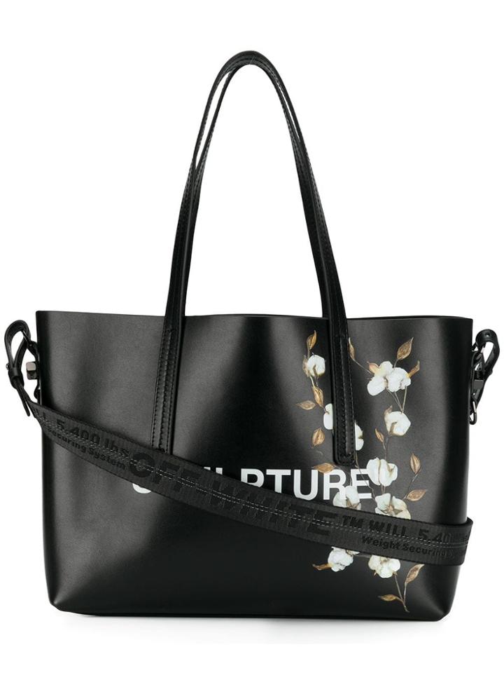 Off-white Sculpture Cotton Flower Tote - Black