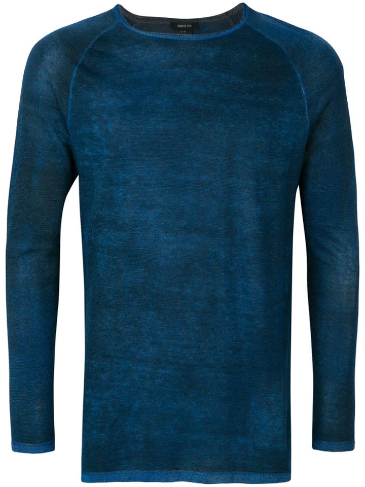 Avant Toi Distressed Effect Jumper - Blue