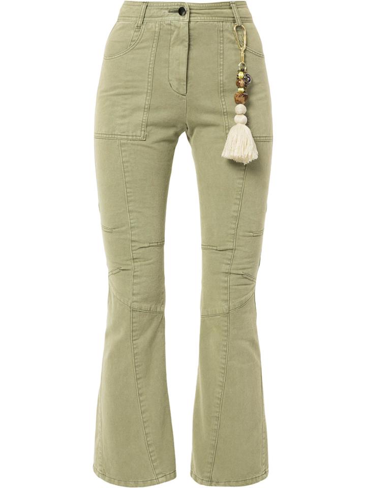 Hyein Seo Tassel Cropped Flared Jeans - Green