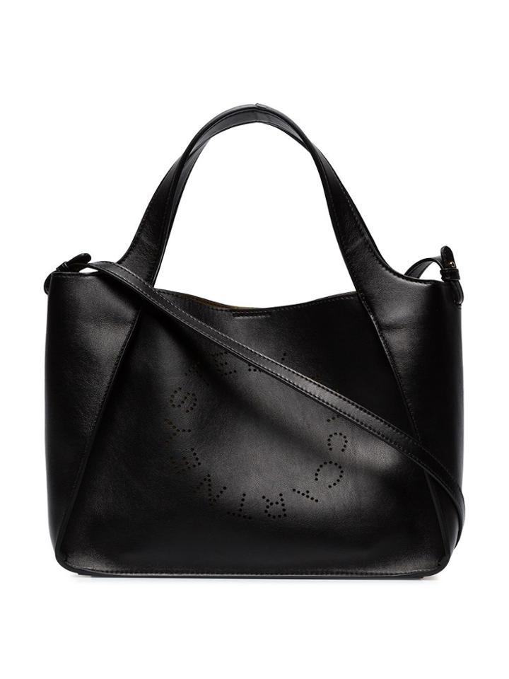 Stella Mccartney Black Stella Logo Perforated Faux Leather Cross Body