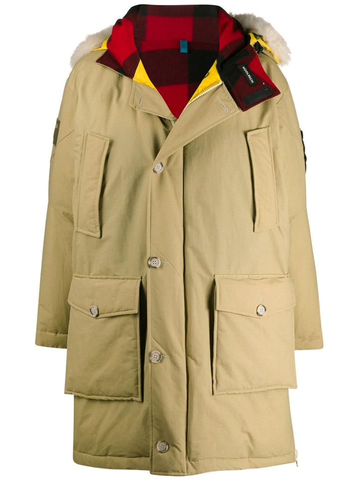 Woolrich Hooded Down Coat - Neutrals