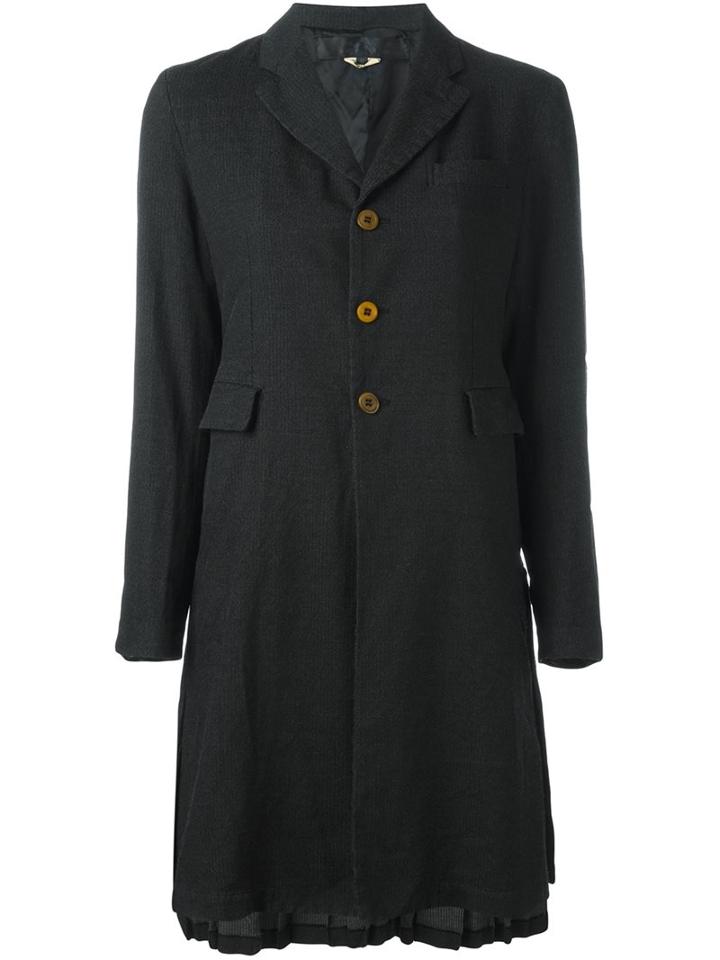 Comme Des Garçons Comme Des Garçons Pleated Back Buttoned Coat, Women's, Size: Medium, Black, Polyester/cotton