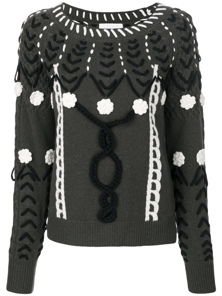 Michel Klein Stitch Patterned Sweater - Green