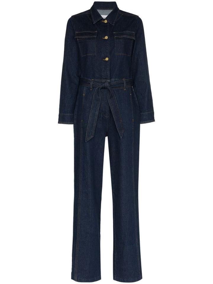 Frame Flared Leg Denim Jumpsuit - Blue
