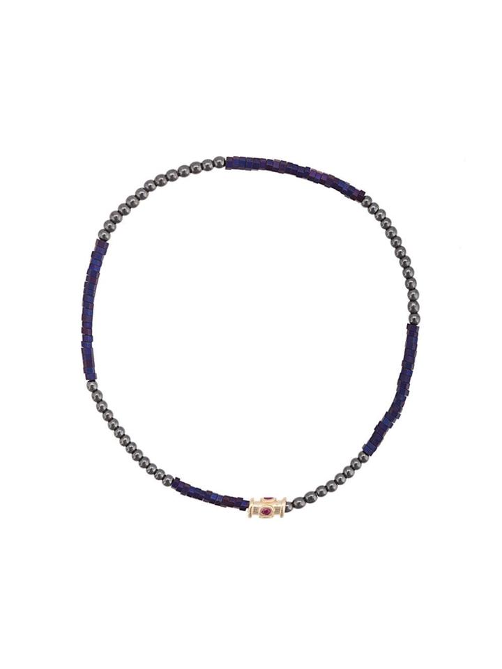 Luis Morais Colour Block Barrel Bracelet - Pink & Purple