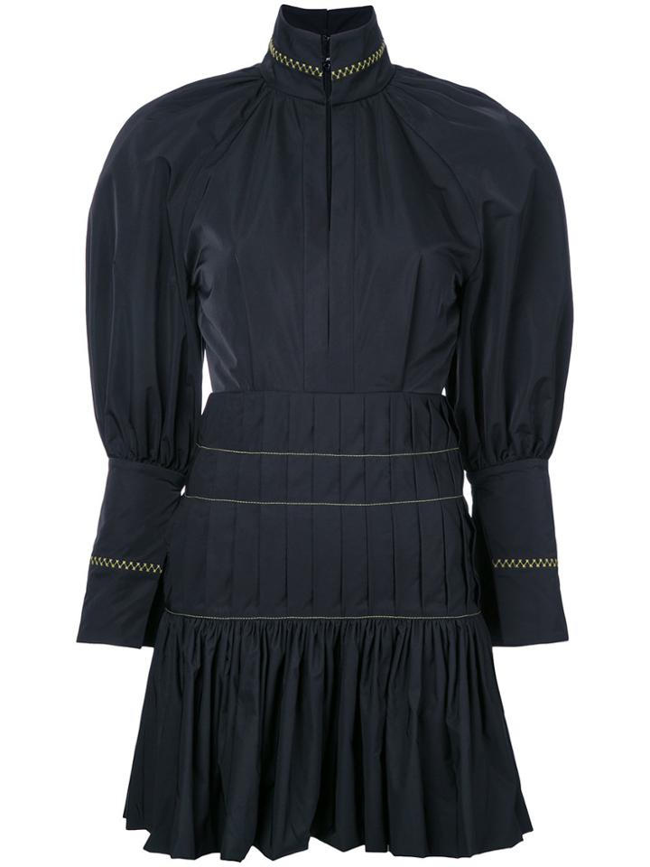 Ellery Pleated Trim Fitted Dress - Black