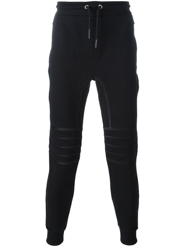 Les Hommes Urban Embossed Knee Track Pants, Men's, Size: Xl, Black, Cotton