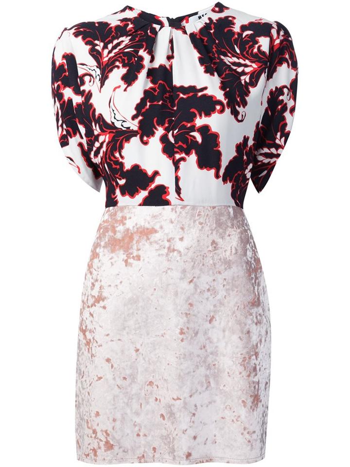 Msgm Printed Top Velvet Dress, Women's, Size: 38, Red, Polyester/viscose