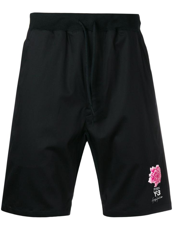 Y3 Sport Floral Logo Shorts - Black