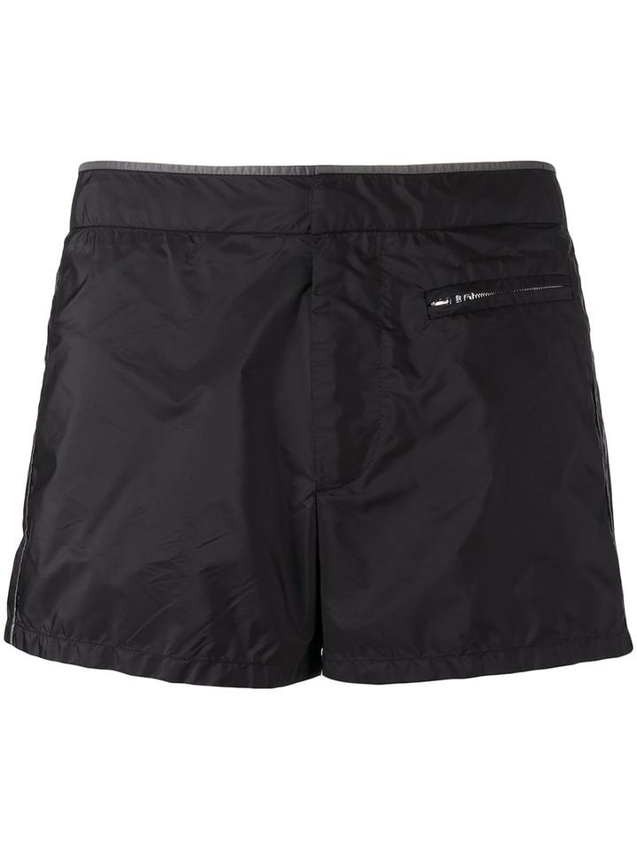 Prada Zipped Pocket Swim Shorts, Men's, Size: 52, Black, Nylon/polyester