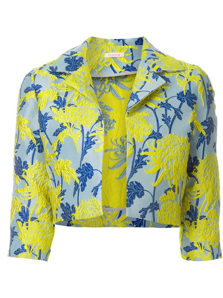 P.a.r.o.s.h. Floral Brocade Cropped Jacket, Women's, Size: L, Grey, Polyester/polyamide/silk