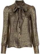 Saint Laurent Tie Neck Blouse, Women's, Size: 38, Yellow/orange, Silk/lurex