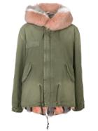 Mr & Mrs Italy Short Pink & Grey Fur Lined Parka - Green