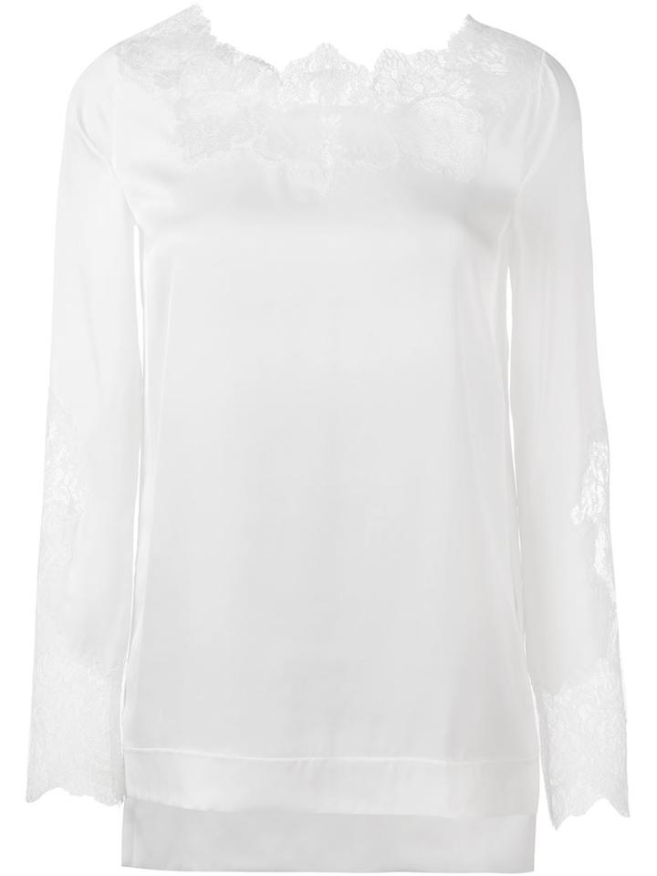Ermanno Scervino Lace Detail Blouse, Women's, Size: 38, White, Silk/spandex/elastane/polyamide