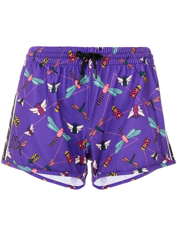 Kappa Drawstring Printed Shorts - Pink & Purple