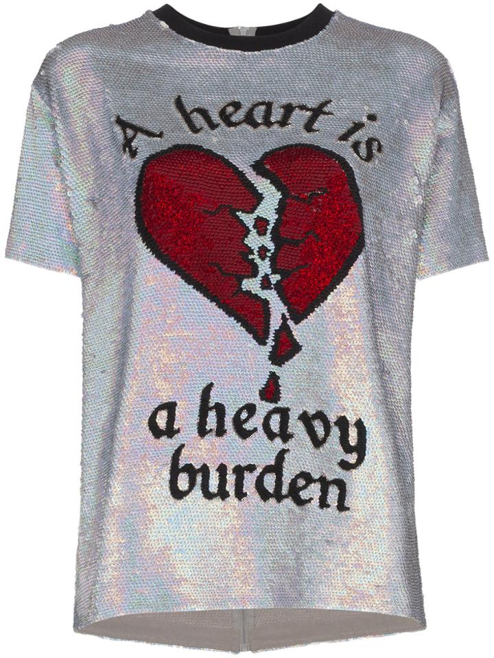 Ashish Sequined Silk Blend T Shirt - Metallic