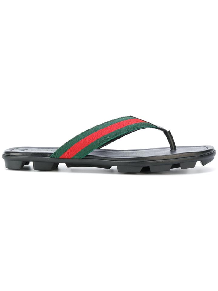 Gucci Web Trim Flip Flops - Black