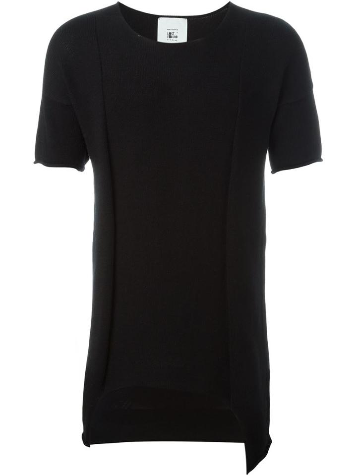 Lost & Found Rooms Shortsleeved Asymmetric Sweater, Men's, Size: Large, Black, Cotton