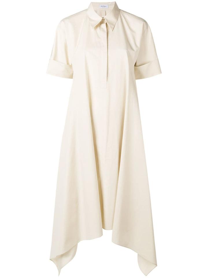 Salvatore Ferragamo Asymmetric Shirt Dress - Neutrals