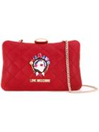 Love Moschino Face Pin Clutch Bag, Red, Polyurethane