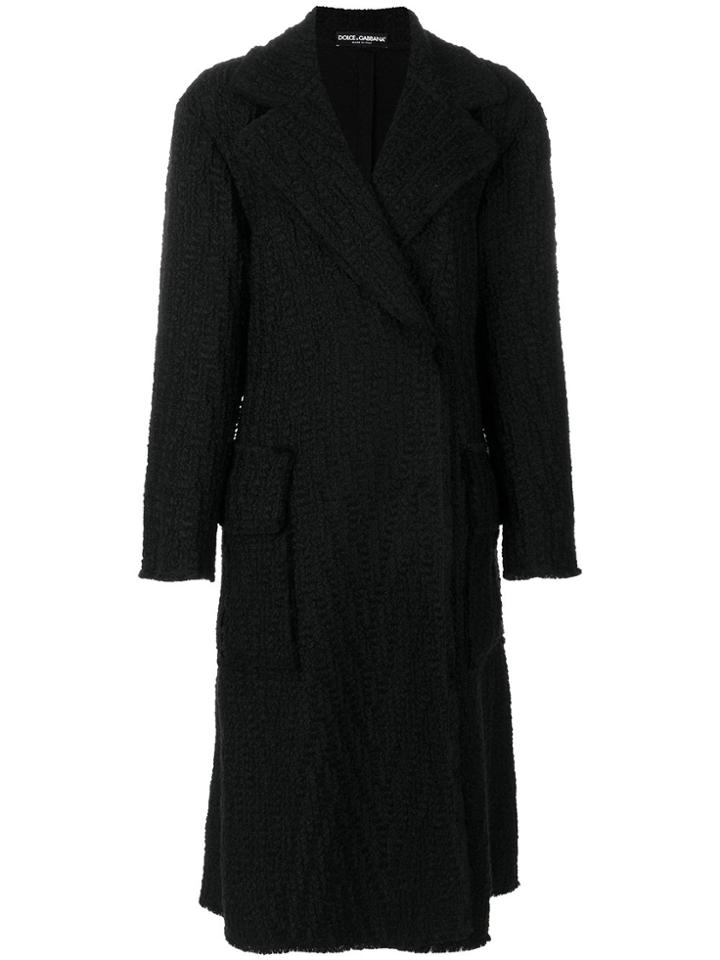 Dolce & Gabbana Textured Maxi Coat - Black