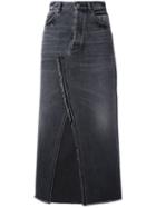 Golden Goose Deluxe Brand - Denim Frayed Midi Skirt - Women - Cotton - M, Black, Cotton