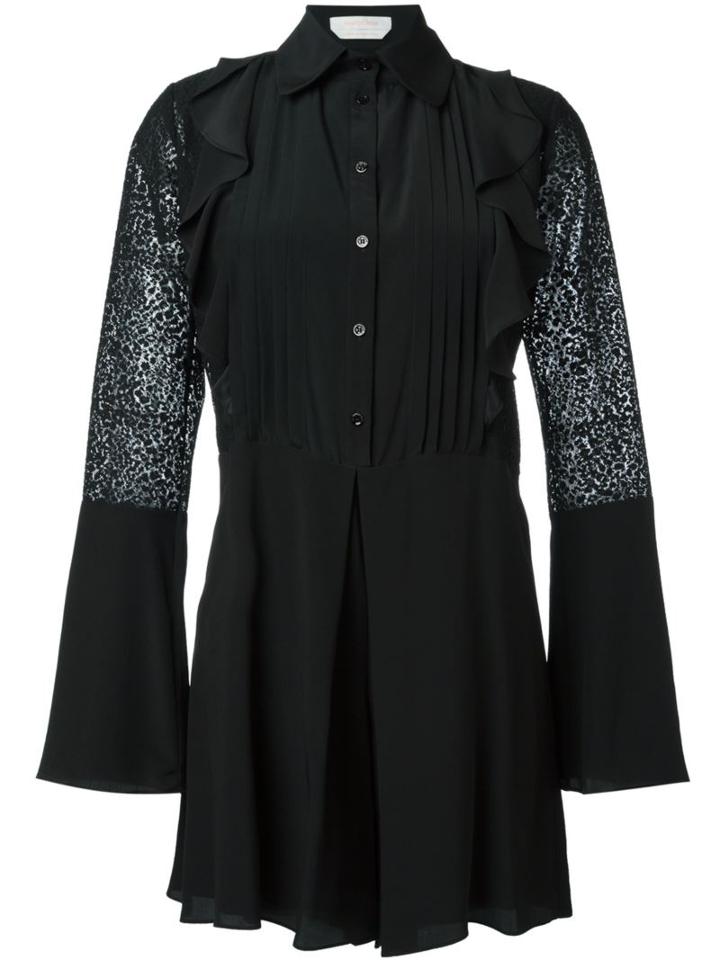 See By Chloé Embroidered Sheer Sleeve Playsuit, Women's, Size: 34, Black, Cotton/silk/polyester