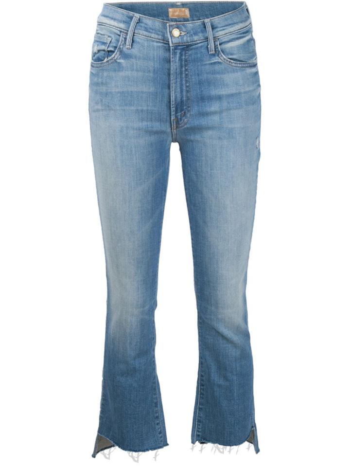 Mother Raw Hem Cropped Jeans - Blue