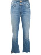 Mother Raw Hem Cropped Jeans - Blue