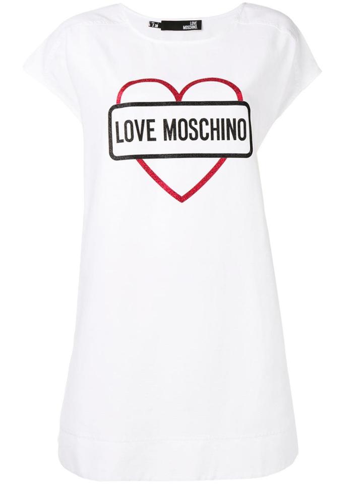 Love Moschino Glitter Heart T-shirt Dress - White