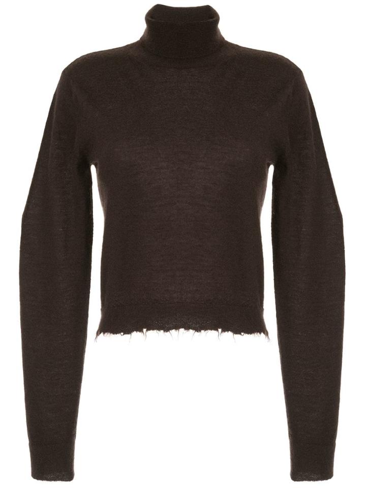 Unravel Project Raw Hem Turtleneck Sweater - Brown