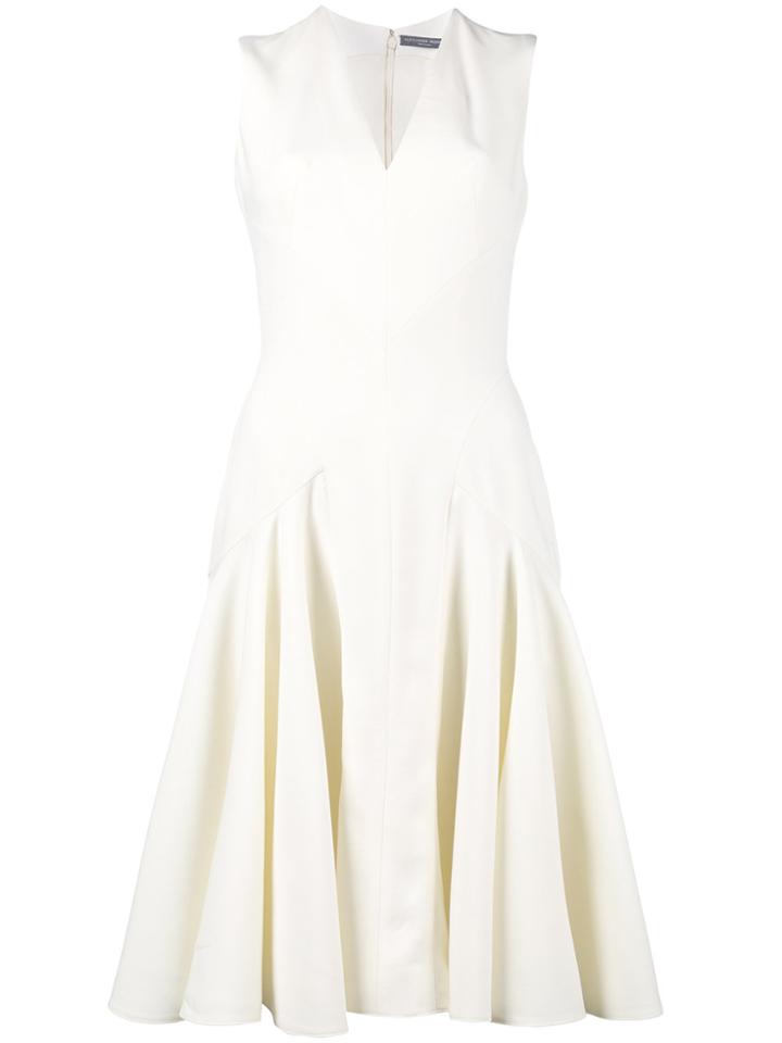 Alexander Mcqueen Flared V-neck Dress - Nude & Neutrals