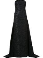Carolina Herrera Strapless Cloqué Gown, Women's, Size: 6, Blue, Polyester/polyamide/spandex/elastane