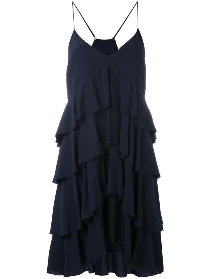Spaghetti Strap Tier Dress - Women - Silk/acetate - 42, Blue, Silk/acetate, Erika Cavallini