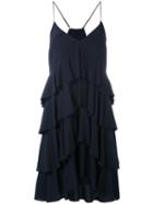 Spaghetti Strap Tier Dress - Women - Silk/acetate - 42, Blue, Silk/acetate, Erika Cavallini