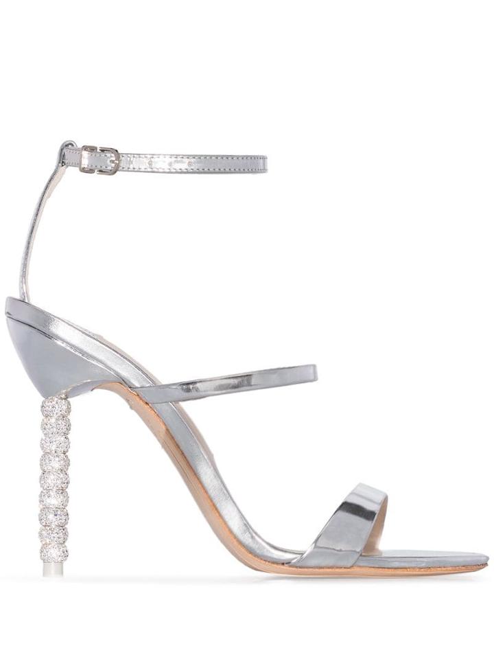 Sophia Webster Silver Tone Rosalind Crystal 110 Leather Sandals