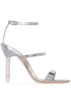 Sophia Webster Silver Tone Rosalind Crystal 110 Leather Sandals