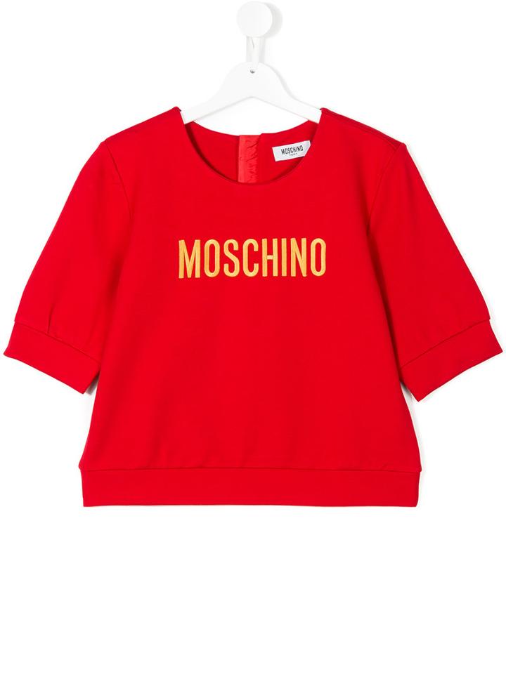 Moschino Kids - Embroidered Logo Top - Kids - Polyester/spandex/elastane/viscose/polyacrylic - 14 Yrs, Red