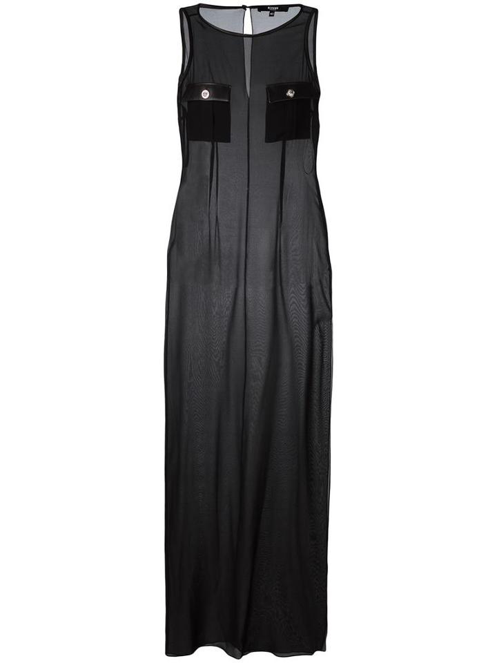 Versus Chest Pocket Dress, Women's, Size: 38, Black, Silk/spandex/elastane/sheep Skin/shearling/viscose