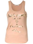 Metallic Lettering Print Tank - Women - Cotton/acrylic - One Size, Nude/neutrals, Cotton/acrylic, Theatre Products