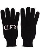 Moncler Intarsia Knit Logo Gloves - Black