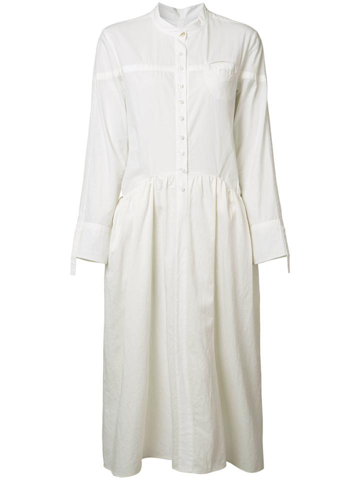 Deep Moss Plain Shirt Dress, Size: Large, White, Cotton