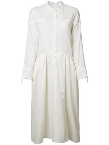 Deep Moss Plain Shirt Dress, Size: Large, White, Cotton