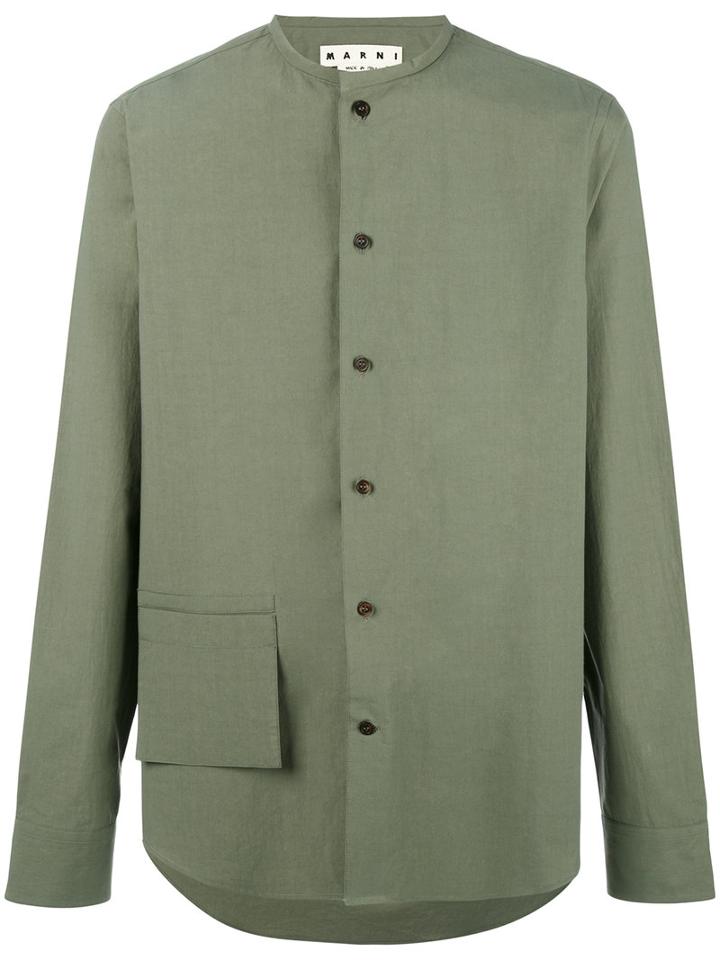 Marni Pocket Detail Shirt, Men's, Size: 54, Green, Cotton