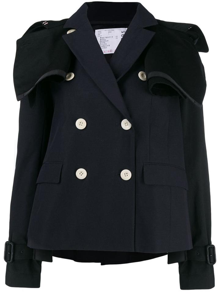 Sacai Two-tone Ruffled Jacket - Blue